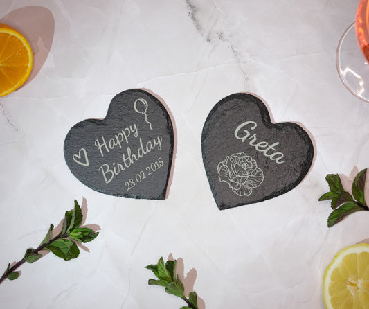 Pietra di ardesia a forma di cuore - Confezione da 4
